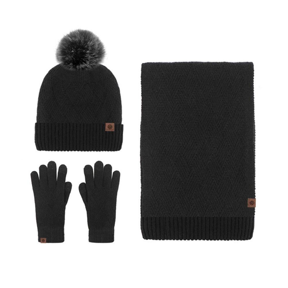 3958 Winter Warm Hat Scarf Glove Set Wool Spinning Knit Beanie Hats Scarves